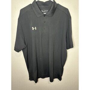 Under Armour Men’s Headgear Loose Fit Collared Black Short Sleeve Shirt Size XL